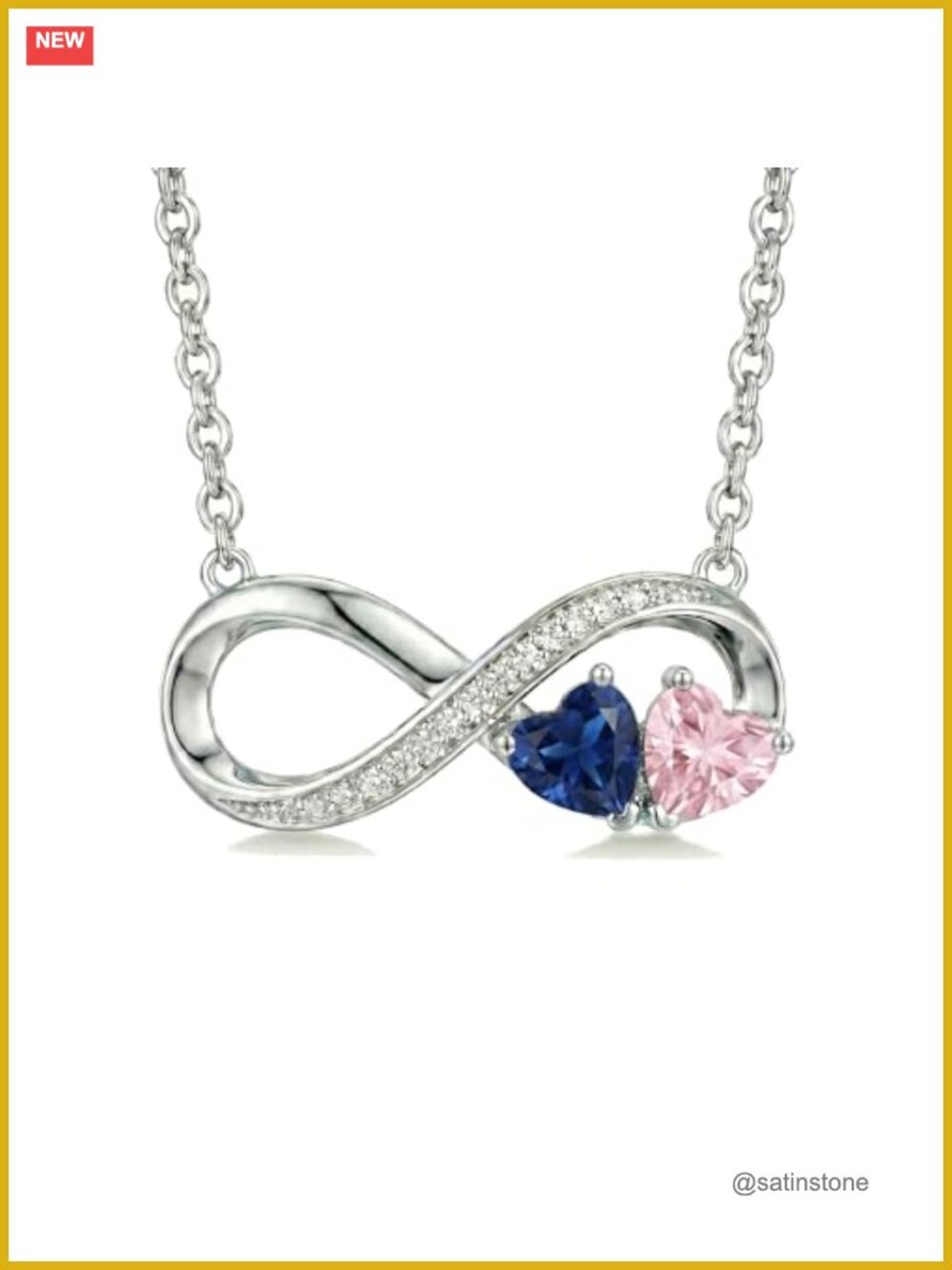 Infinity Birthstone Necklace 18K White Gold Plated Adjustable 18-20" Jewelry